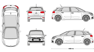 С4 пикассо схема. Габариты с4 Гранд Пикассо. C4 Пикассо 2018 габариты. Ситроен с4 Пикассо чертежи.