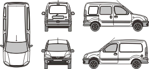 Рено кангу 2 схема. Габариты Рено Кангу 2002. Renault Kangoo 1998 схема салона. Ниссан Кубистар габариты кузова.
